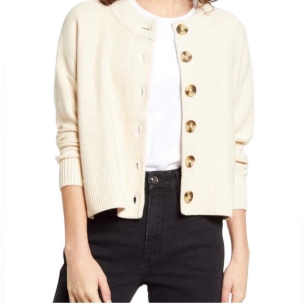 Madewell Broadway Cardigan Sweater in Muted Alabaster